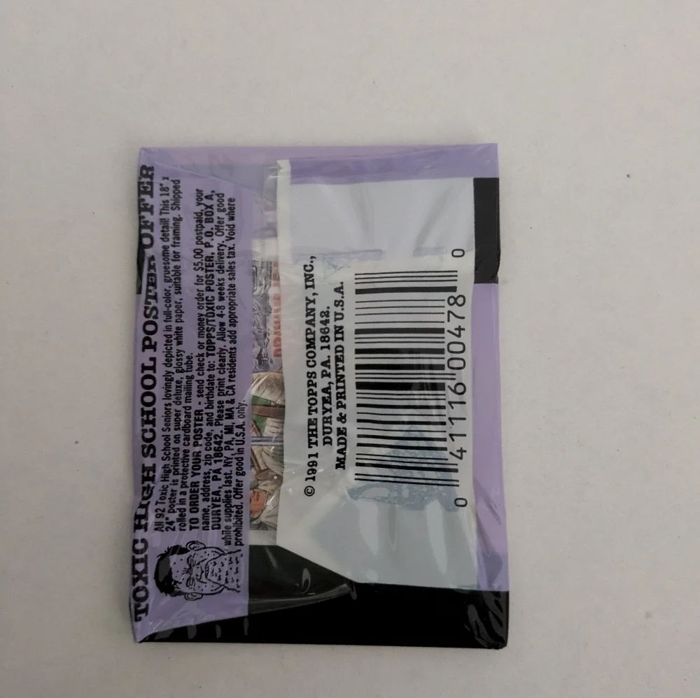Toxic High trading stickers. Dated 1991, unopened.